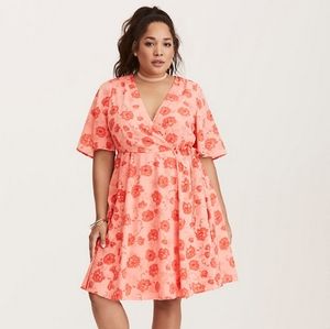 Torrid Georgette Floral Wrap Dress Chiffon Pink